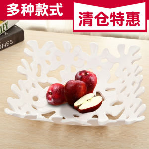 จานผลไม้เซรามิกสไตล์ยุโรปแบบโปร่งใส จัดวางในห้องนั่งเล่นแบบเรียบง่าย ตกแต่งบ้านด้วยวัสดุอื่นๆ