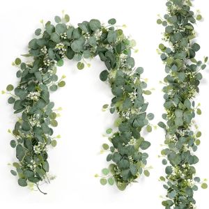 180CM Artificial Eucalyptus Leaves Vine Greenery Garland Plant Spring Vine for Home Table Decor Garden Party Wedding Decoration