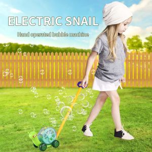 Bafada Cooling Light Electic Snail Bubble Makers Toy Hand Operated Bubble Machine Small Cart Head Nods Large Capacity Light Bubble For Summer Kids Gift Toys