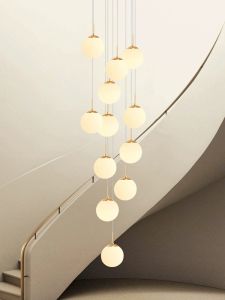 Ball Chandelier Stair Chandelier 12 Heads Pendant Light Duplex Building Chandeliers For Foyer Entrance Staircase High Ceiling Chandeliers Bulbs Included