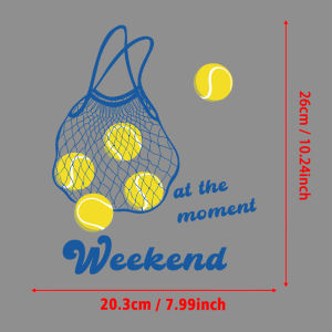 Tennis Net Bag Weekend Retro Sport Art Print Appliques Stickers on Clothes Iron-on Transfers Patches for Clothing DIY T-shirt