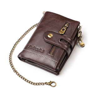 New Men Wallets PU Leather Short Card Holder Chain Luxury Brand Mens Purse High Quality Classic Retro Male Wallet