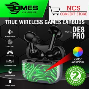 DMES DE8 PRO True Wireless Games Earbuds  Bluetooth 6.0 IPX6 Waterproof 65ms Low Latency 8H Playtime 10mm Driver ENC Mic