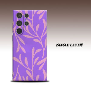 purple leaf branch For Samsung Galaxy S26 S25 S24 A56 A36 Dual Layer Luxury Fashion Full Lens Protective Case