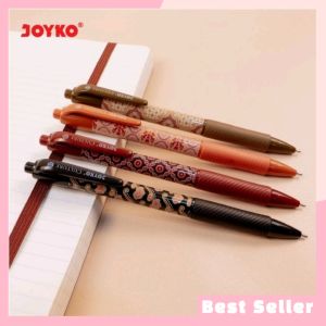 Pulpen Joyko BP-184 Culture Motif Batik Retractable 0.7mm Tinta Hitam Perlusin Isi 12 Pcs