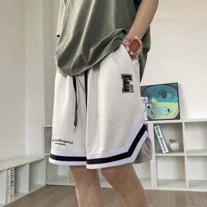 Casual Sporty Mens Shorts Summer Loose Fit Versatile Solid Color Straight Leg Five-Quarter Length Youthful Energy Polyester Blend