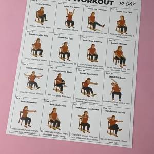 30 Day Chair Fitness Plan Chart for Seniors and Beginners Seated Workout Guide with Instructions Progress Tracker Rehabilitation