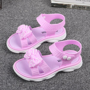 Girls Soft Sole Sandals Anti-Slip Princess Korean Style Children Fish Mouth Butterfly Knot Beach Shoes Soft Jelly Shoes for Girls
