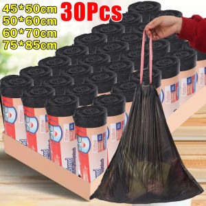 30pcs Trash Bags / Disposable Drawstring Garbage Bags / Extra Large Plastic Garbage Bag / Household Kitchen Garbage Bag