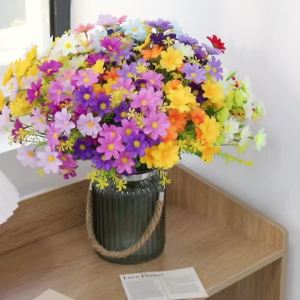 2Pcs Artificial Fake Flowers Daisy Flower Outdoor UV Resistant Green Shrub Plants Indoor Home Wedding Decor DIY Garden Accessory