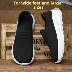 Yrfe | Black 4E Wide Toe Mens Slip-on Shoes