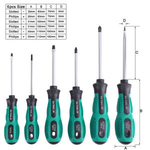 6/12PCS Phillips Slotted Tips Magnetic Screwdrivers Set Professional Cushion Grip Screwdriver Set CRV Portable Multifunction Key