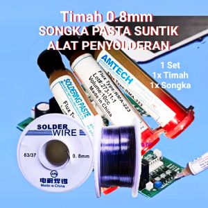 (Paket) Timah 50g& MINYAK SOLDER RMA-223 pasta permudah penyolderan / soldering paste songka amtech flux