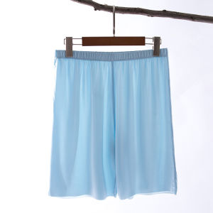 Mens Ice Silk Seamless Shorts Thin Breathable Elastic Casual Home Five-Quarter Sleepwear Beach Pants Trendy Straight Leg Fit