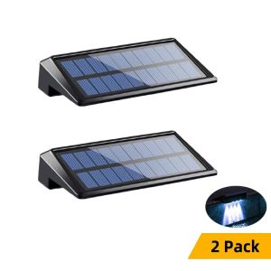 2 Pack Solar Wall Lights 4 LED Solar Fence Lights Outdoor Waterproof Solar Deck Lights Wall Lights for Fence Post Yard Pathway