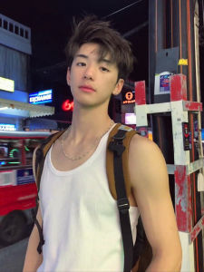 White American Style Sleeveless Fitness Vest Mens Summer High Quality Pure Cotton Heavyweight No Ironing Required round Neck