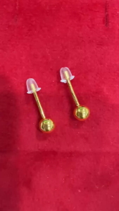 Poh Heng Jewellery 24K Bead Earrings in Yellow Gold-5mm[Price By Weight]