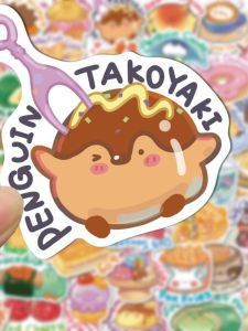 Animal Food Theme Cartoon Adorable Waterproof Stickers 50 Pieces