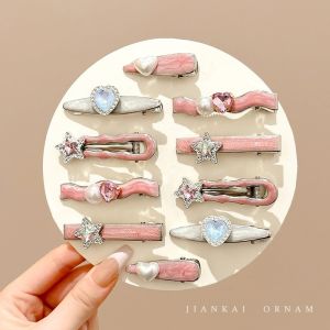 กิ๊บติดผมสไตล์เกาหลี ประดับมุกและเพชรรูปดาวสีชมพูสุดหวานและเท่สำหรับผู้หญิง