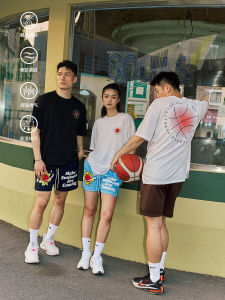 Lushisi Sports Short-Sleeved T-shirt Mens American Basketball Basketball Clothes Quick-Drying Fitness Running Loose [Sunset Basketball]