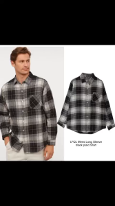 U*QL Mens Long Sleeve Black Plaid Flannel Shirt/Kemeja Pria Terbaru
