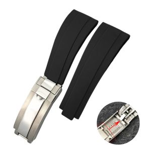 20mm Bracelet for Rolex Submariner DAYTONA GMT DEEPSEA Silicone Strap Diver Sport Waterproof Rubber Watchband 9×9mm SlideBuckle
