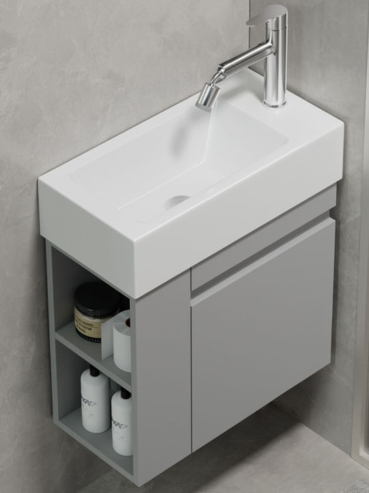 Small Apartment Narrow Wall-Mounted Ceramic Wash Basin Cabinet Bathroom ...