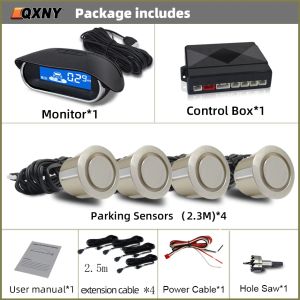 Front Parking Sensor Kit Auto Parktronic Assistant System LCD Monitor Buzzer Voice Volume Backup Radar Car Vehicle Universal