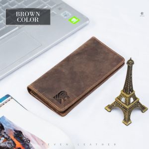 Dompet Lipat panjang pria bahan kulit sapi asli 100% original branded anti air dan tahan api fashion cowok model terbaru terkini distro tempat simpan uang kertas dan kartu atm