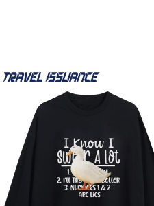 Áo Thun Cotton Dài Tay Dáng Rộng in Hình Vịt Dễ Thương Thương Hiệu Nhật Bản TRAVEL ISSUANCE Mùa Thu Thường Ngày Thân Thiện Với Da Thoáng Khí