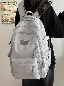 Korean Style Large Capacity Backpack for Junior High School Girls 2024 Winter New Design Double Shoulder Bag Casual Print