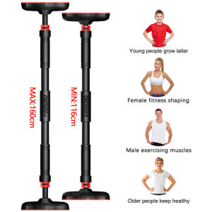 Adjustable Door Pull Up Bar Push Up Sit-ups Bar 160CM Adjustable Horizontal Bar Heavy Steel Muscle Training Equipment Chin Up Bar Home Exercise Fitness Workout Pull Up Bar