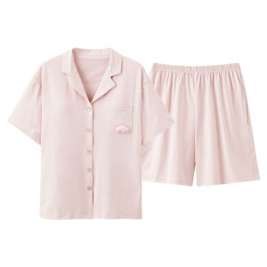 Miiow | Pure Cotton Cat Woman Sleepwear Short Sleeve Shorts Home Leisure Wear Summer 2025 Style Youth Casual Home Clothes Set