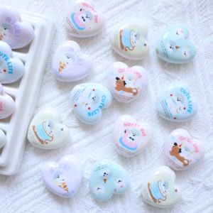 DIY Cute Cartoon Dog Printing Double Side Large Heart Pattern through Hole Beads Mobile Phone Chain Bag Pendants Material Accessories