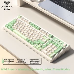 AULA-MOJING | Wireless 3-Mode Bluetooth Keyboard with Mechanical Feel and RGB Gaming
