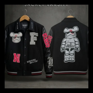 Jaket Varsity pria BLACK Terbaru FULL BORDIR PREMIUM Jacket bomber cowok katun tebal BGSRMMXVI