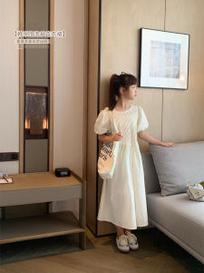 Váy Cotton Pha Trộn Hàn Quốc Cho Bé Gái Mùa Hè Mới Váy Dài Xếp Ly Tay Bồng Váy Cotton Cho Bé Gái