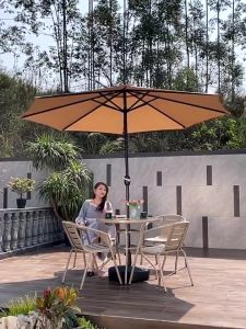 Parasol Garden Patio Umbrella Tent Outdoor WIth Base Stand Retractable Heavy Duty Big Beach Umbrella for Garden Lawn Deck Backyard & Pool