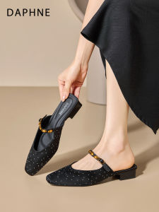 Daphne | Polka Dot Slip On Thick Heeled Slippers Summer