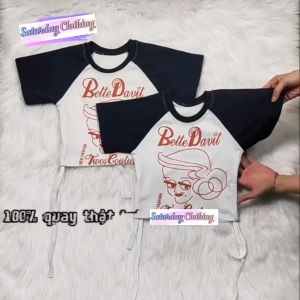 Áo Thun Croptop Kiểu In Chữ Chất Thun Borip Cực Đẹp RD3 / Áo Croptop Phối Tay Cổ Tròn Ôm Body Rút Dây Xinh