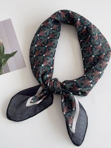 Khăn Tròn Nhỏ Bằng Vải Lanh Cotton Họa Tiết Hoa Lá Phong Cách Hàn Quốc Mùa Xuân Hè Đa Năng Trang Trí Khăn Choàng Cổ