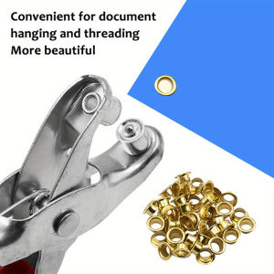 1 Set 1/4 Inch Grommet Eyelet Plier Set Eyelet Hole Punch Pliers Kit With 100 Metal Eyelets Grommet Tool Kit For Leather Cloth
