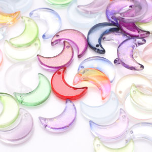 50 ชิ้น Crescent Moon ลูกปัดแก้วรูป 12x16 มิลลิเมตร Multi - Gradient Lampwork จี้คริสตัลสําหรับเครื่องประดับ DIY ทําต่างหูอุปกรณ์เสริม