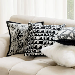 Modern Minimalist Living Room Decorative Pillow Cover Black White