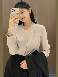 Elegant Commuter Style Long Sleeve V Neck French Shirt Womens Autumn New Arrival Professional Interview Formal Office Wear