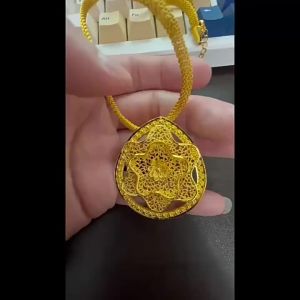 Oval Flower Dubai 24k Gold Plated Jewelry Set Necklace Bridal Wedding Necklace Earrings