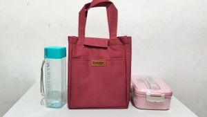 Tas Bekal Makanan Polos Waterproof Tas Kotak Makan Anak Aluminium Foil Lunch Bag Tenteng ke Kantor