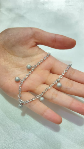 Noin - Gelang Titanium Wanita Model Charm Bola Minimalis Boba SIlver Anti Karat