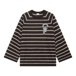 DAZZLE Womens Knitted Sweater Mixed Weave Striped Design Cotton Blend Long Sleeve round Neck Regular Fit Autumn Fashion