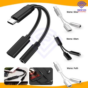 [COD] TYPE C JACK AUDIO SPLITTER 2 IN 1 JACK 3.5MM WITH CHARGING PORT